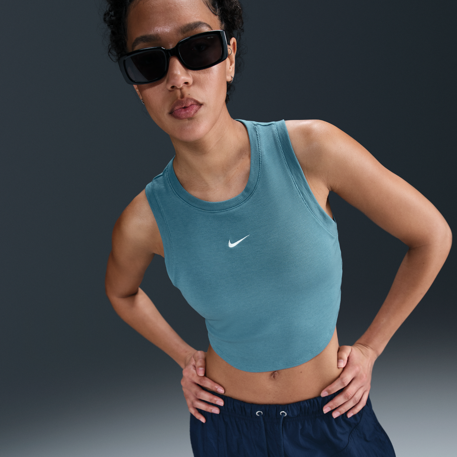 Потник Nike Sportswear Chill Knit Ribbed Slim Cropped Tank Top Тюркоазено | FB8279-006, 0