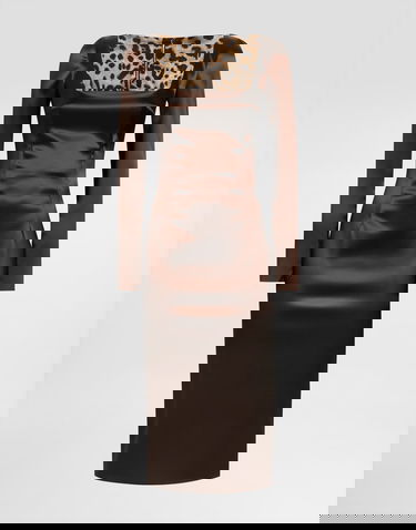Pокля Dolce & Gabbana Dolce & Gabbana Stretch Satin Dress with Leopard Print Detail Кафяво | F6TYGTFURADM0694, 0