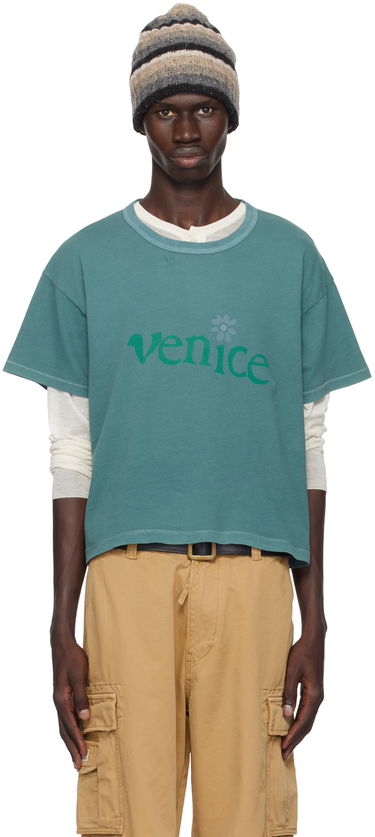 Тениска ERL 'Venice' Print Cropped T-Shirt Синьо | ERL09T001, 0