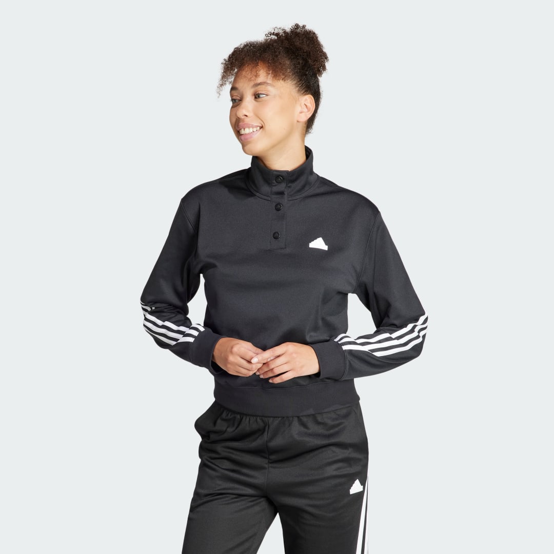 Суитчър adidas Performance Iconic Wrapping 3-Stripes Snap Top Черно | IT4828, 0