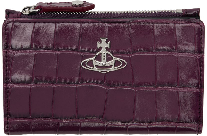 Портфейл Vivienne Westwood Crocodile Slim Flap Card Holder Лилаво | 54020002W-L0039-