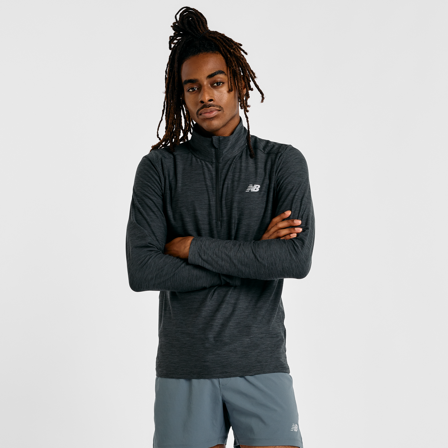 Тениска New Balance Space Dye 1/4 Zip MT41915BKH Long Sleeve Polyester Running Top Черно | MT41915BKH, 1