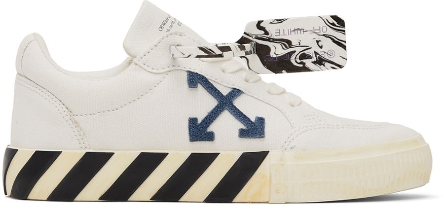 Кецове и обувки Off-White Vulc Sneaker ''White Navy Blue'' W Бяло | OMIA085F21FAB0010146, 0