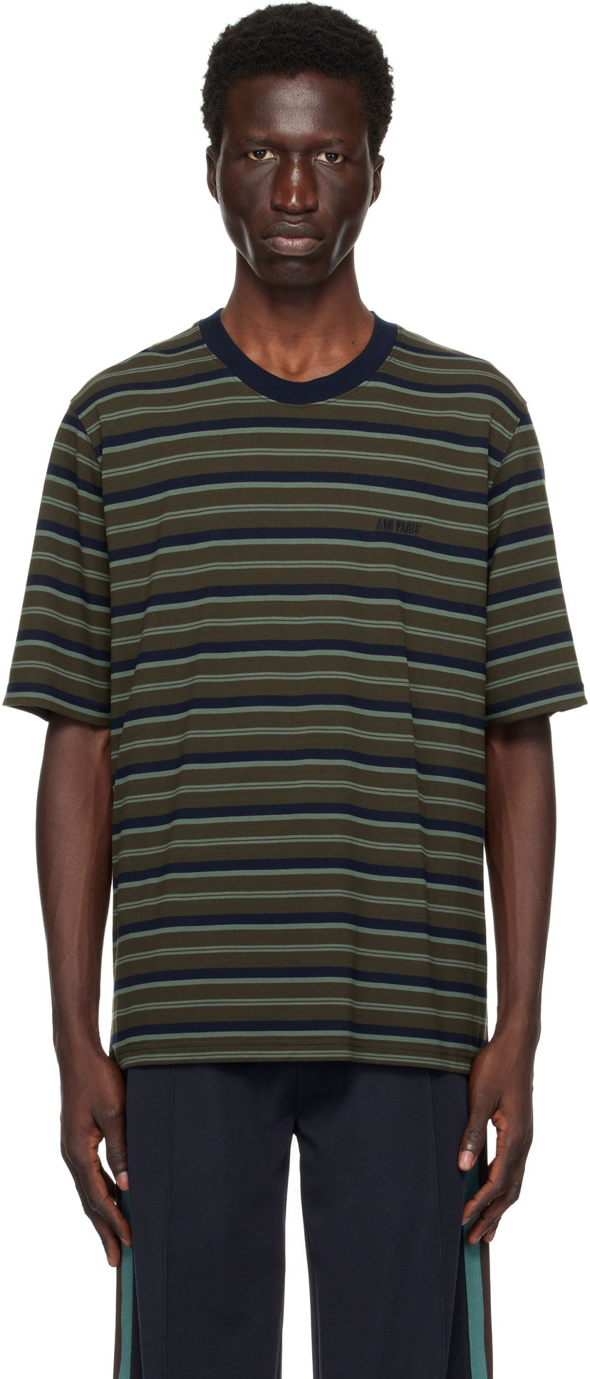 Тениска AMI Striped T-Shirt Черно | HTS039.JE0093