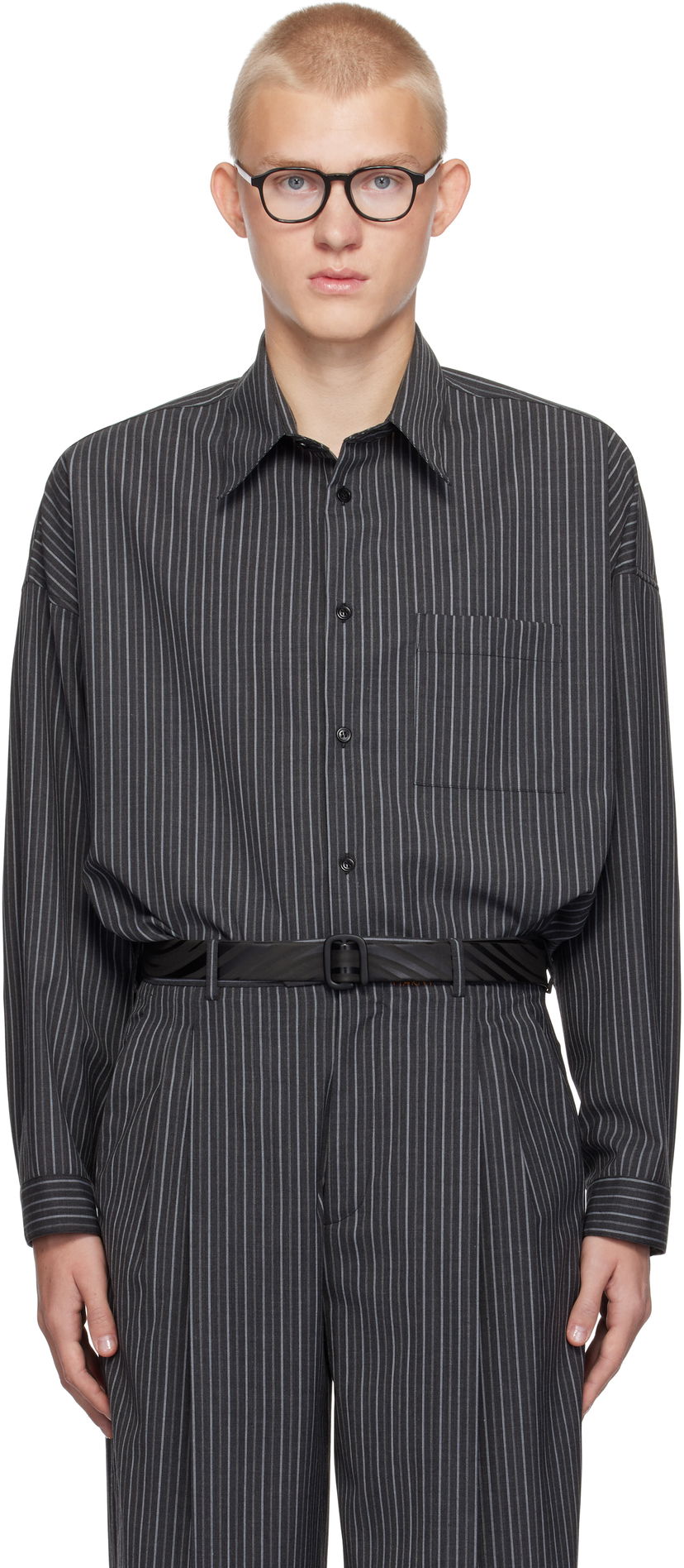 Риза Marni Pinstripe Wool Shirt Черно | CUMU0061A3 UTP766