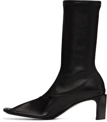Кецове и обувки Jil Sander Jil Sander Mid-Calf Open-Toe Leather Boots Черно | J15WU0108_P1758, 2