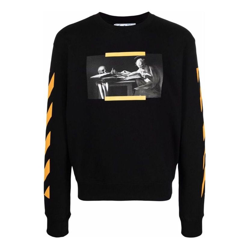 Пуловер Off-White Printing Round Neck Sweatshirt Черно | OMBA025F21FLE00910841084