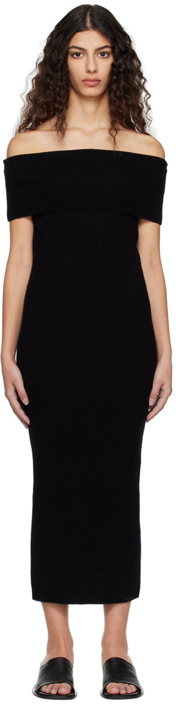Pокля TOTEME Off-Shoulder Midi Dress Черно | 231-6010-325, 0