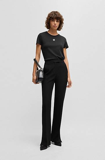 Тениска BOSS Cotton T-Shirt with Crystal Monogram Черно | 50528826, 1
