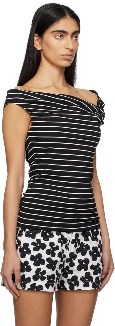 Потник MSGM MSGM Striped Off-Shoulder Top Черно | 3841MDM02 257115, 1