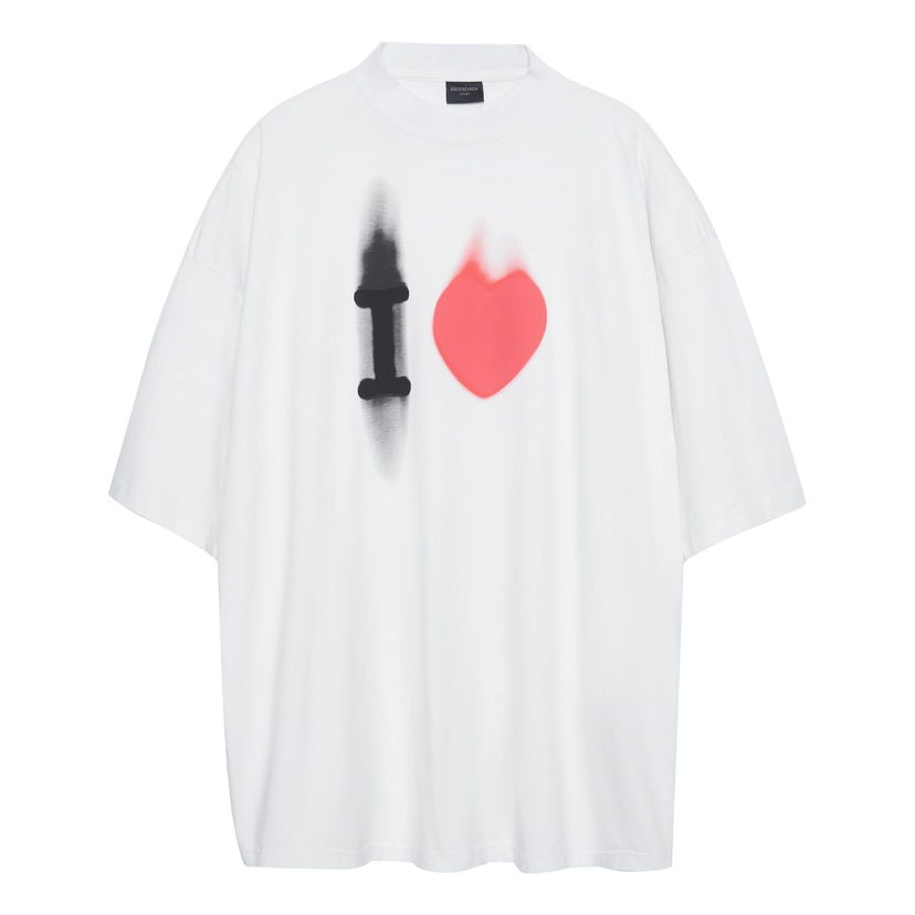 Тениска Balenciaga Balenciaga I Love Large Fit T-Shirt Бяло | 744439TOVH39081