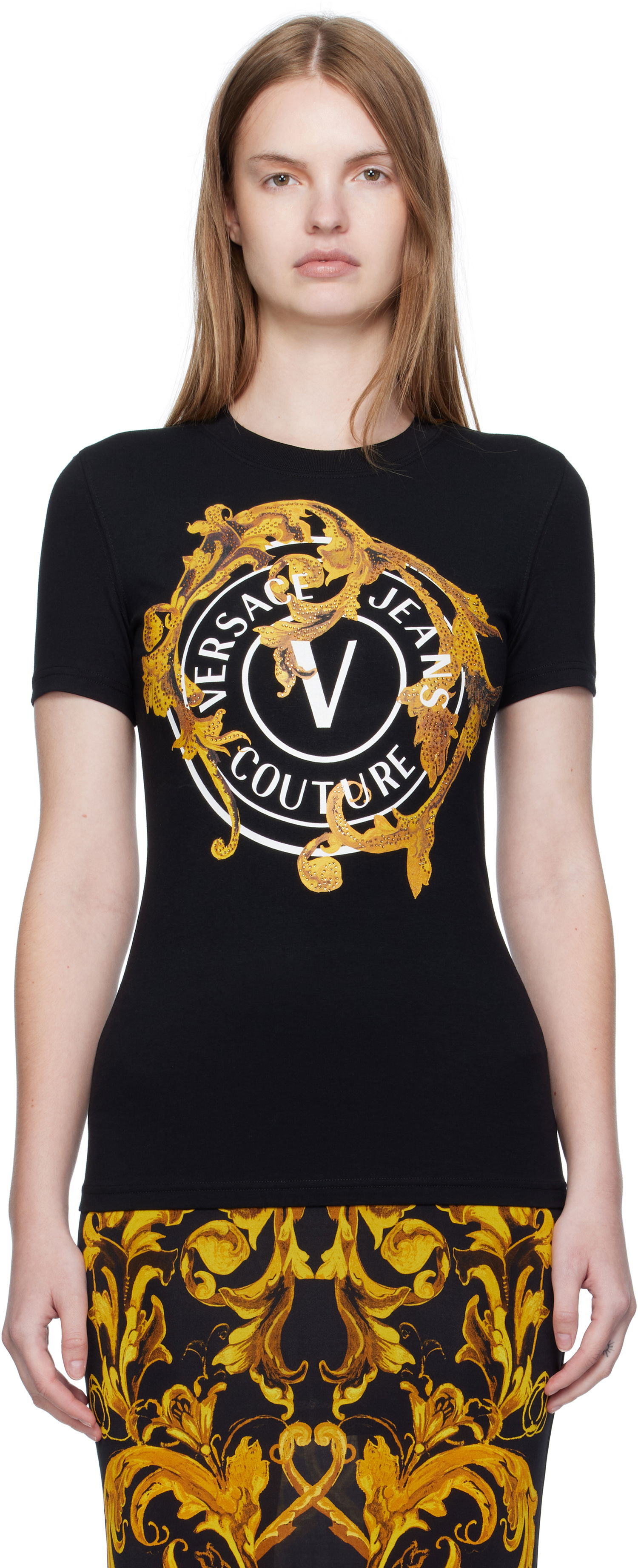 Тениска Versace Versace Jeans Couture Printed T-Shirt Черно | E79HAHE01_ECJ02E, 0