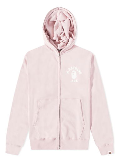 Суитчър BAPE College Relaxed Fit Full Zip Hoody Pink Розово | 001ZPJ301018M-PNK