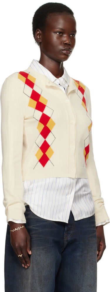Пуловер Marni Marni Argyle Wool Cropped Cardigan Бяло | CDMD0397Q0 UFH546, 1