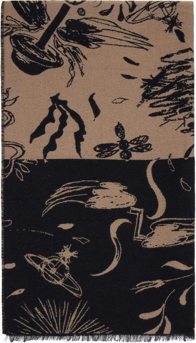 Graphic Orb Jacquard Fringed Scarf