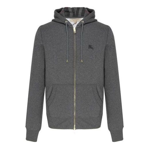 Суитчър Burberry Embroidered Logo Cotton Hoodie Сиво | 40155591