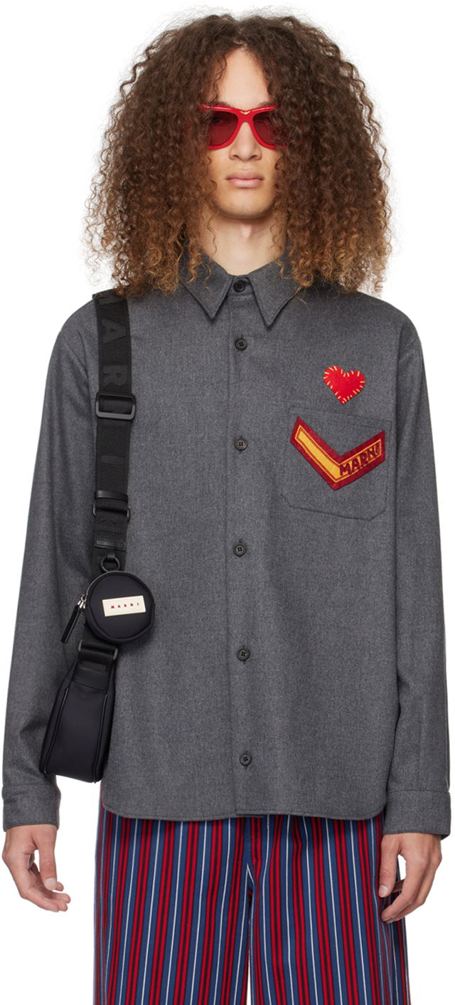 Риза Marni Patches Shirt Сиво | CUMU0260MX UTW970, 0