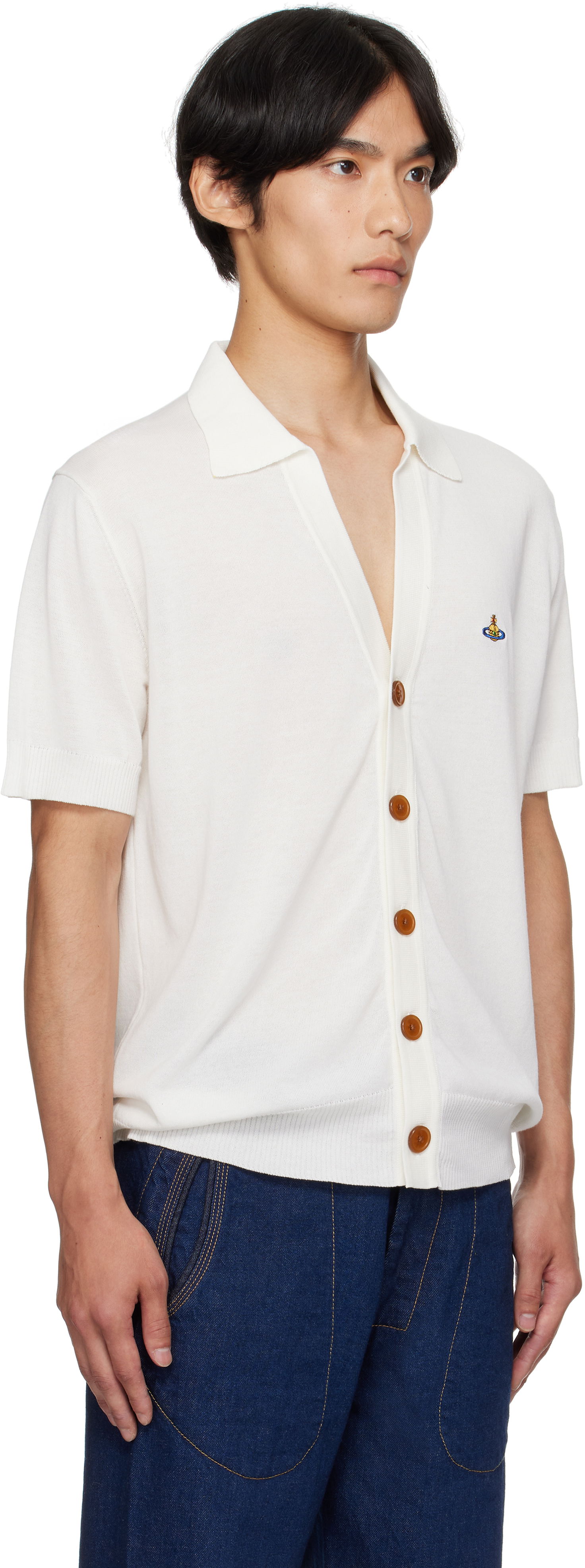 Пуловер Vivienne Westwood Vivienne Westwood Cotton Polo Cardigan Бяло | 2701001D-Y003F-, 1