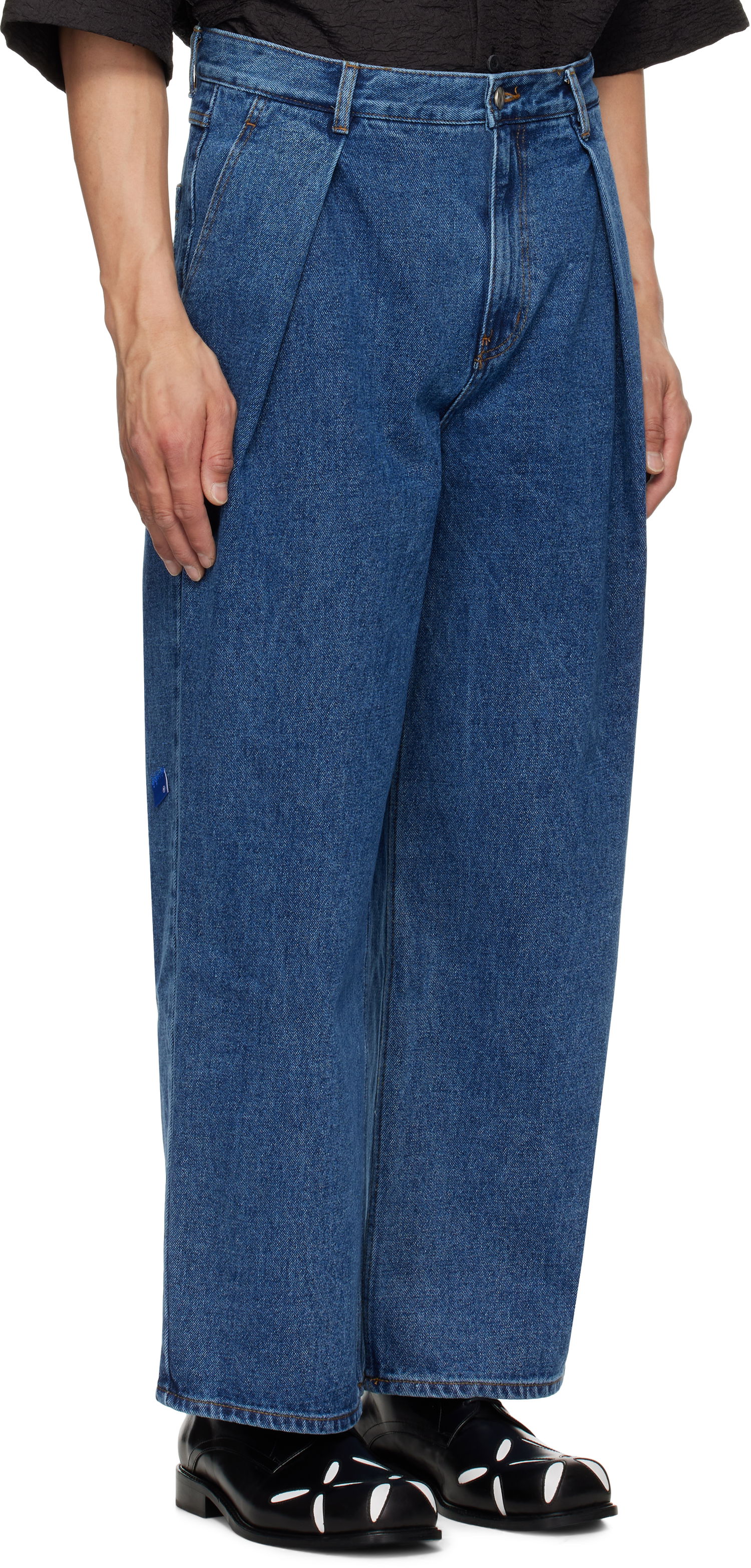 Дънки ADER ERROR ADER error Sig; TRS Tag 02 Pleated Wide-Leg Jeans Синьо | BO42FYJE0102BL, 1