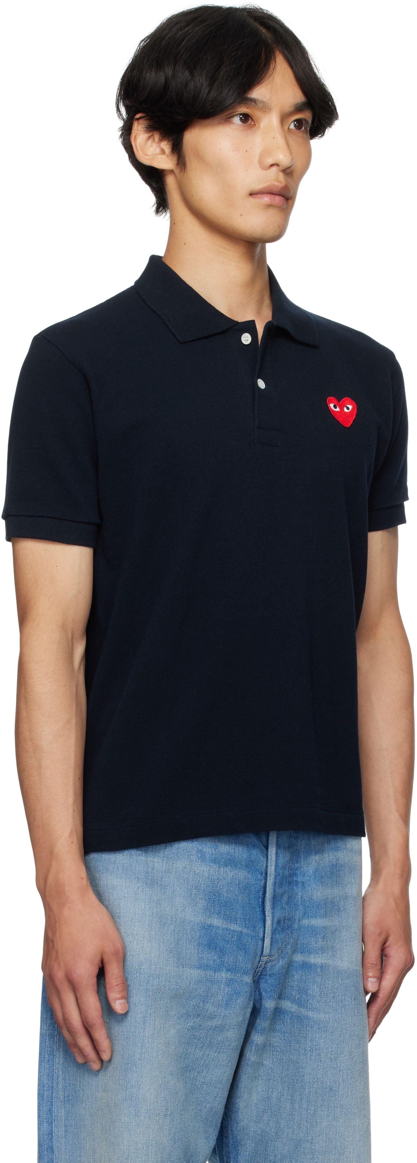 Поло тениска Comme des Garçons Comme des Garçons Play Heart Patch Polo Тъмно синьо | AZ-T006-051, 1
