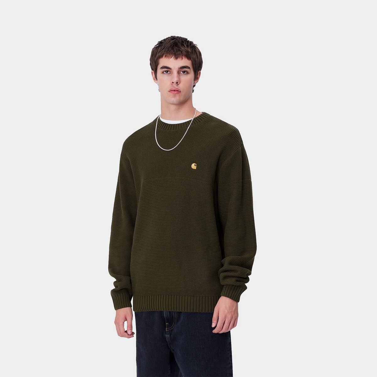 Пуловер Carhartt WIP Green Relaxed Fit Crewneck Knit Sweater Зелено | I033884_9, 0