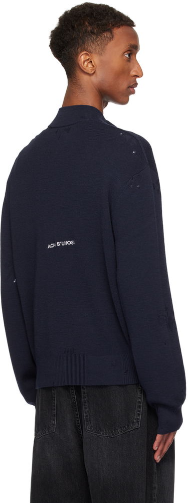 Пуловер Acne Studios Acne Studios Distressed Zip Cardigan Тъмно синьо | B60334-, 2