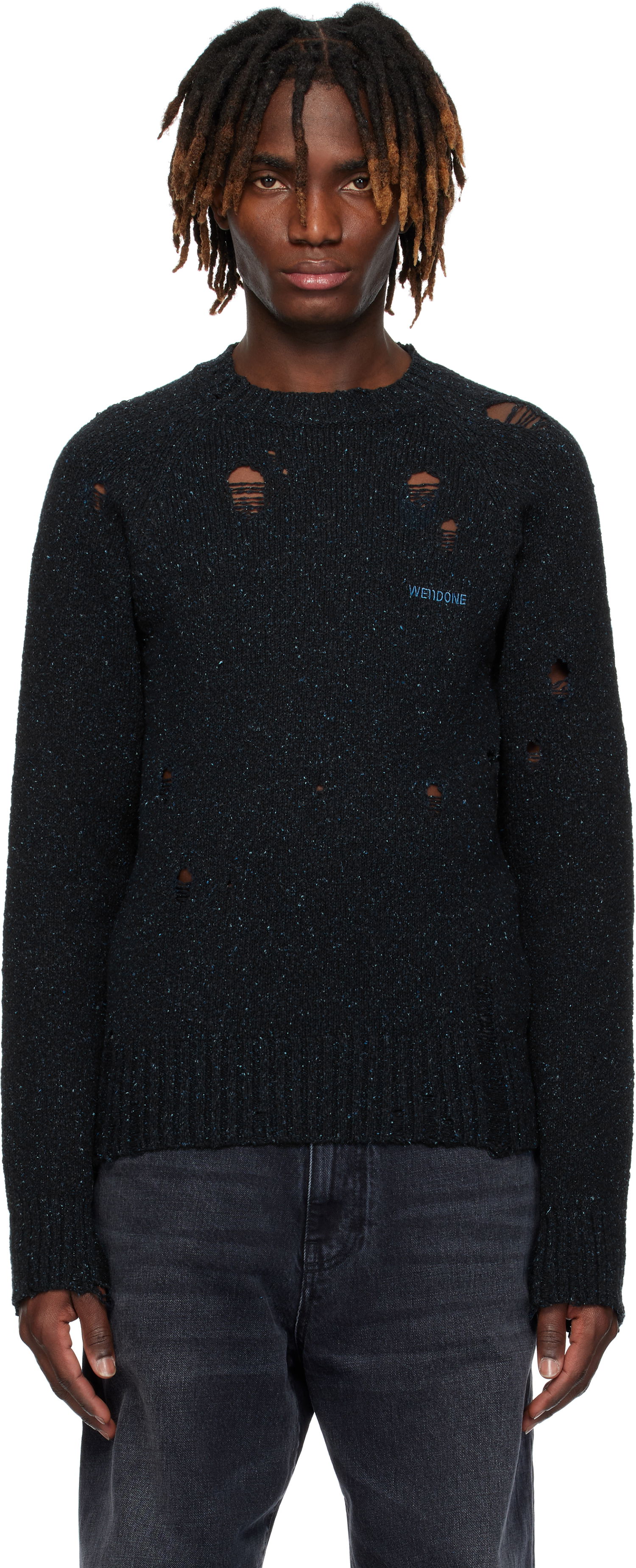 Пуловер We11done We11done Distressed Knit Sweater Черно | WD-KT0-25-623-U-NV, 0