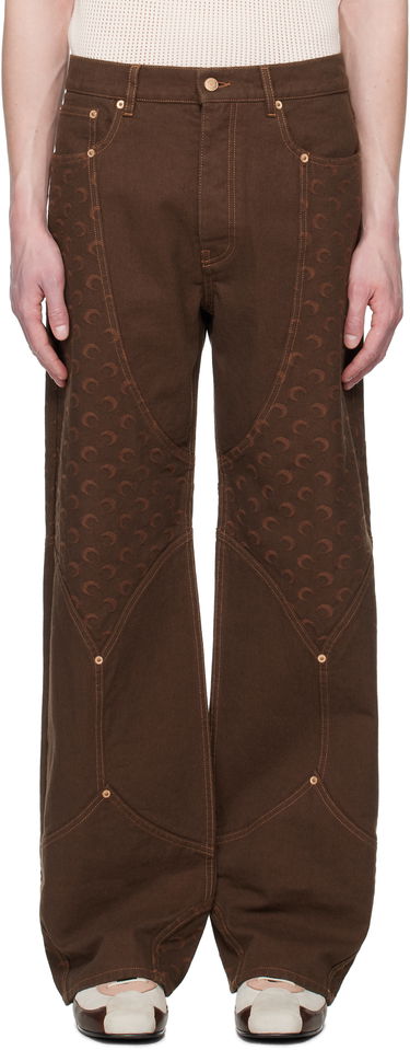 Дънки Marine Serre Marine Serre Moon Jacquard Twill Workwear Trousers Кафяво | MPA073A CWOV0063, 0