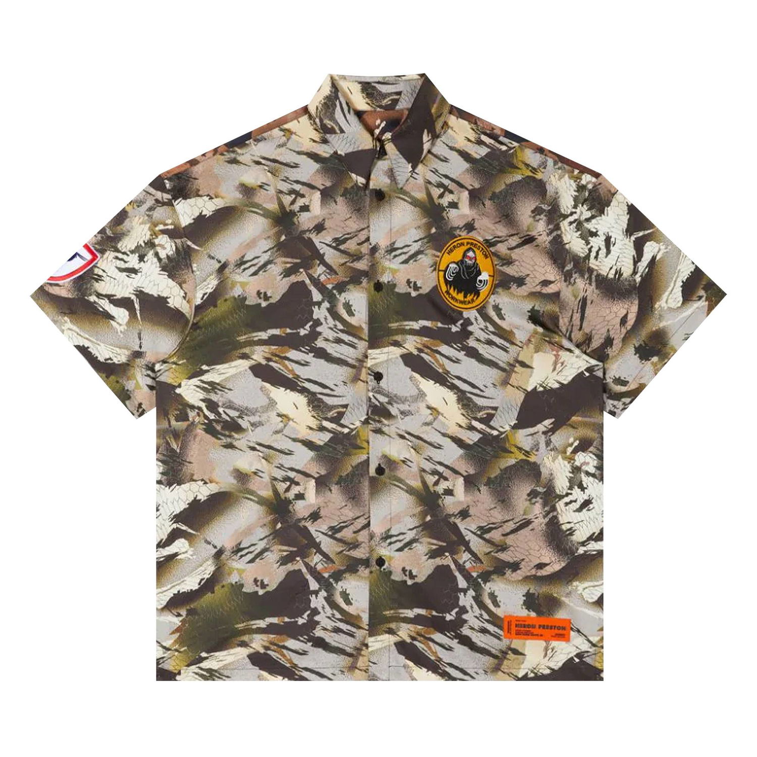 Риза HERON PRESTON Camo Popeline Bowling Shirt Зелено | HMGA027S22FAB0025900, 1