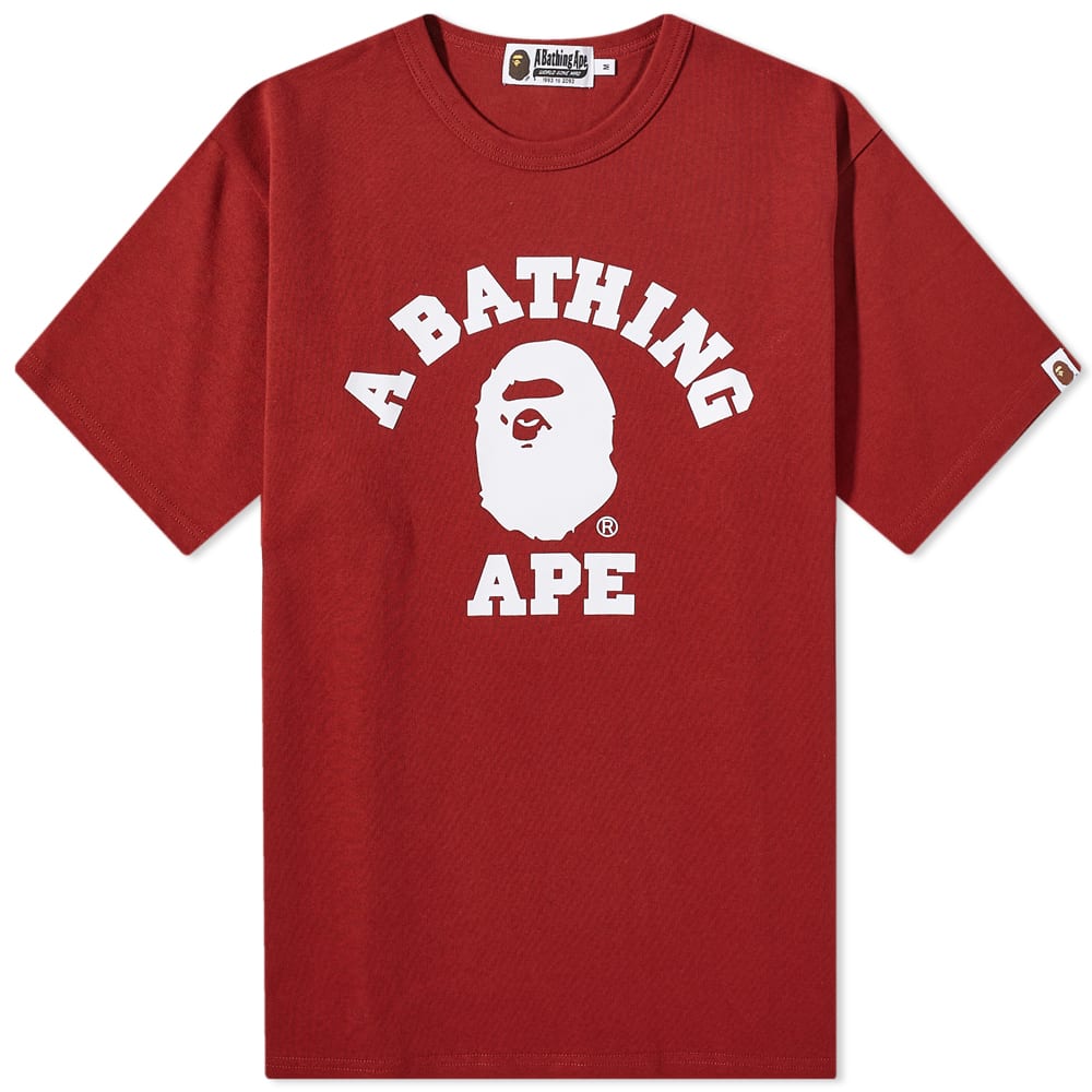 Тениска BAPE A Bathing Ape College Heavy Weight Tee Червено | 001CSI801001M-RED, 0