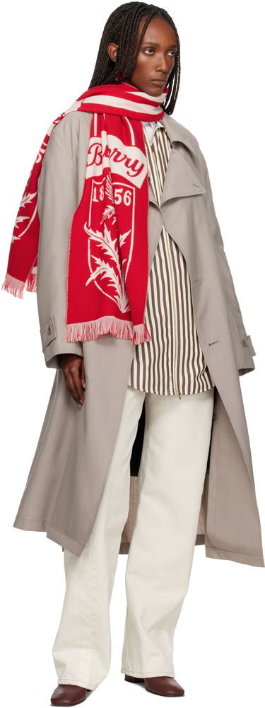 Шал Burberry Thistle Shield Wool Scarf Червено | 8117701, 2