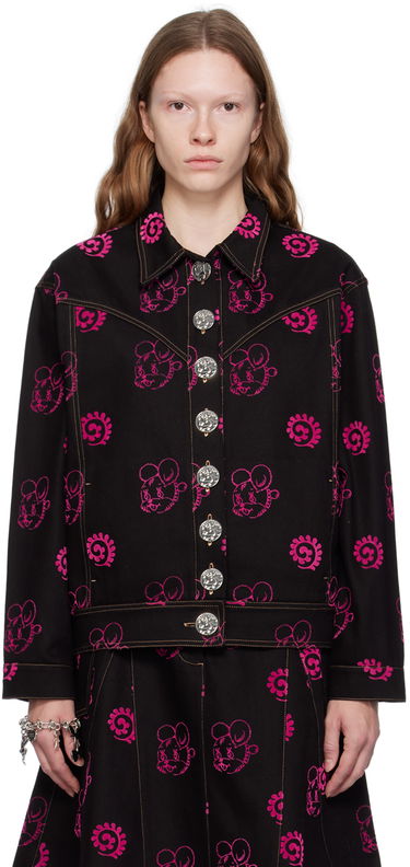 Яке Chopova Lowena Chopova Lowena Mouse Print Denim Jacket Черно | 5159, 0