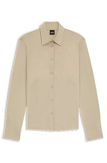 Фланелка BOSS Slim Fit Cotton Jersey Blouse Бежово | 50543691