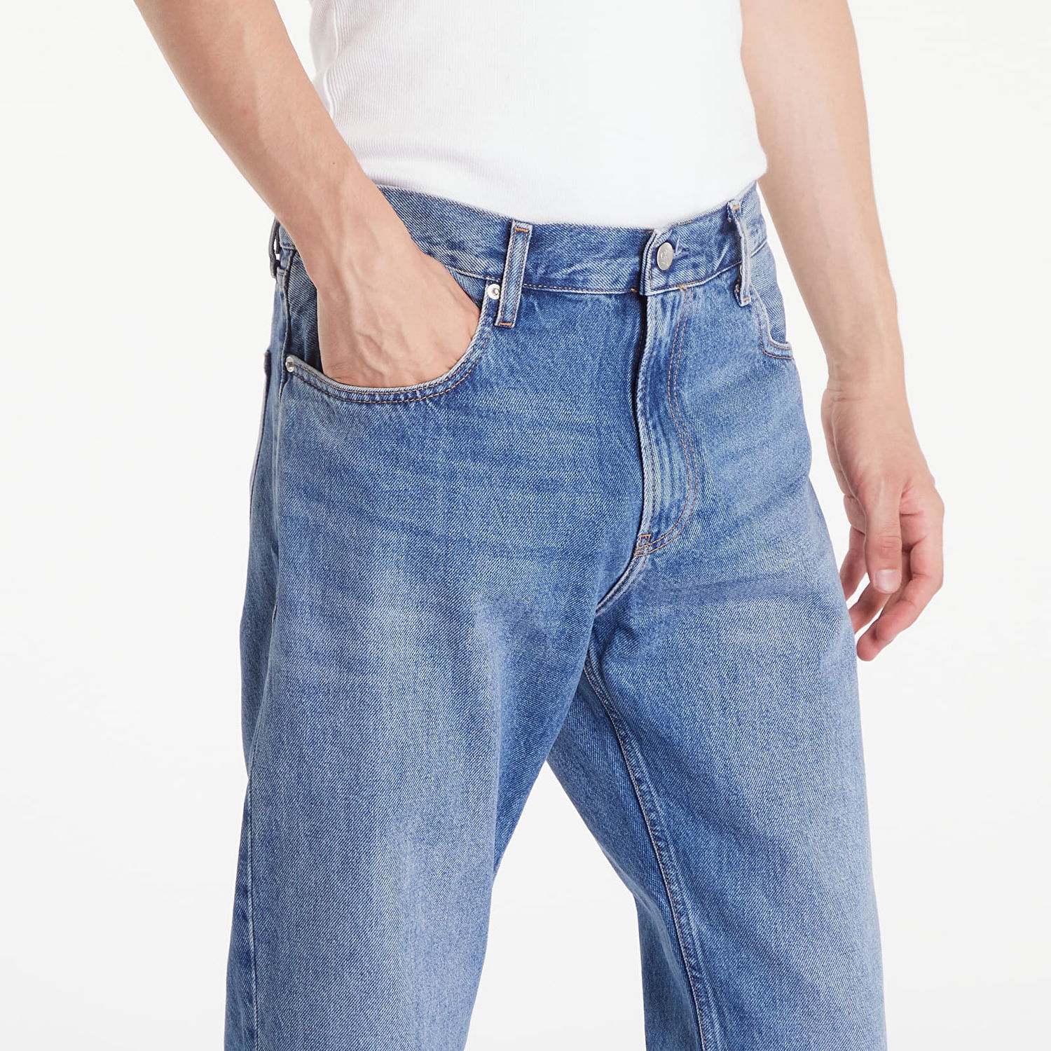 Дънки CALVIN KLEIN Authentic Straight Jeans Denim Medium Синьо | J30J325726 1A4, 1