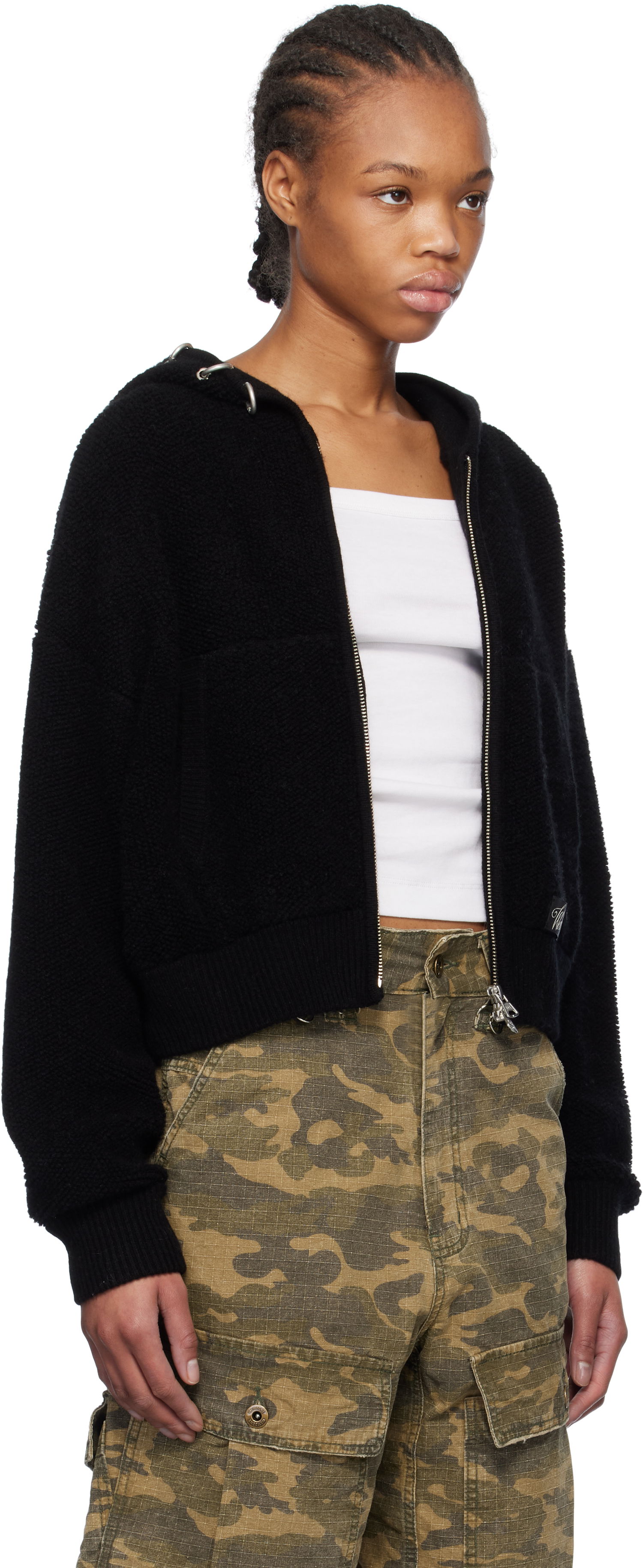 Суитчър We11done We11done Cashmere Knit Zip-Up Hoodie Черно | WD-KJ0-25-675-W-BK, 1