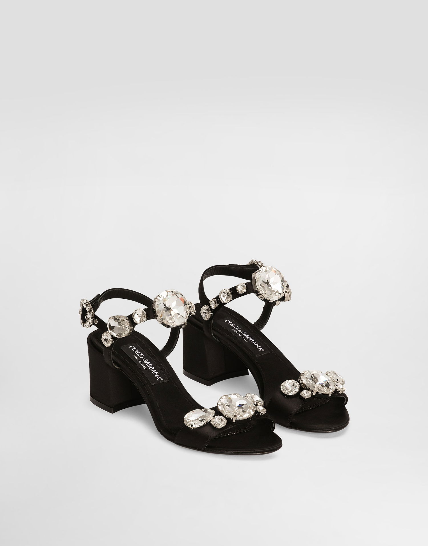 Кецове и обувки Dolce & Gabbana Satin Sandals With Gemstone Embellishment Черно | CR1801A9T438S488, 1