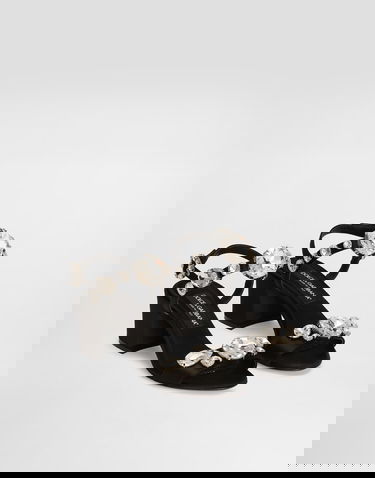 Кецове и обувки Dolce & Gabbana Satin Sandals With Gemstone Embellishment Черно | CR1801A9T438S488, 1