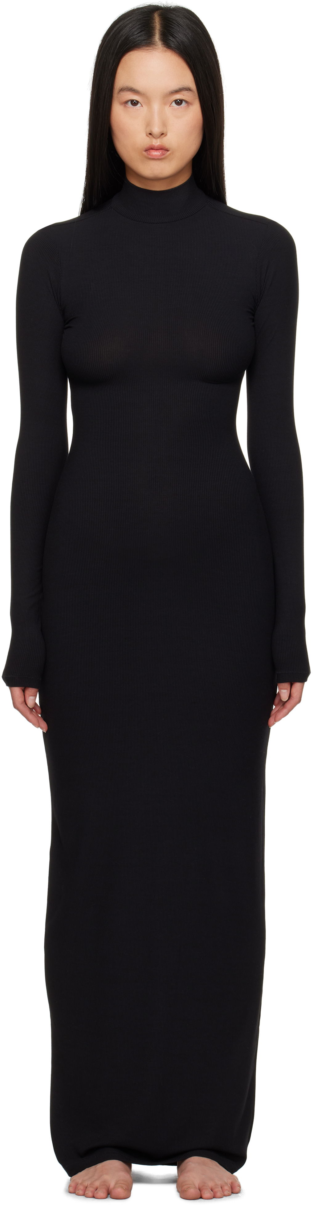 Pокля SKIMS Soft Lounge Turtleneck Maxi Dress Черно | DS-DRS-6331W, 0