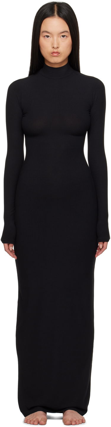 Pокля SKIMS Soft Lounge Turtleneck Maxi Dress Черно | DS-DRS-6331W, 0