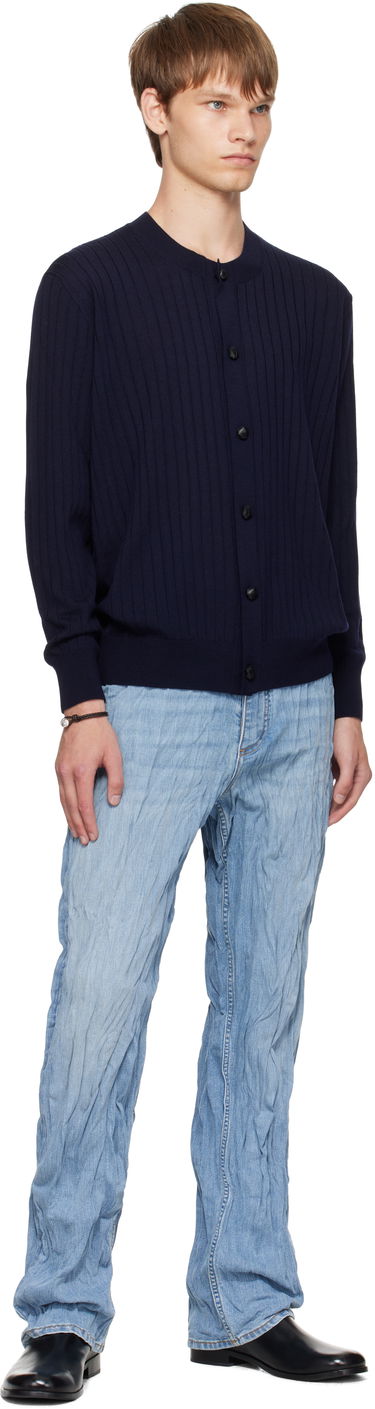 Пуловер Bottega Veneta Bottega Veneta Wool Rib Knit Cardigan Тъмно синьо | 838111V5L704140, 3