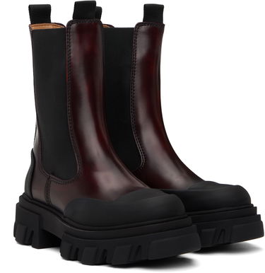 Облекло GANNI GANNI Cleated Mid Chelsea Boots Бургунди | S2897, 3