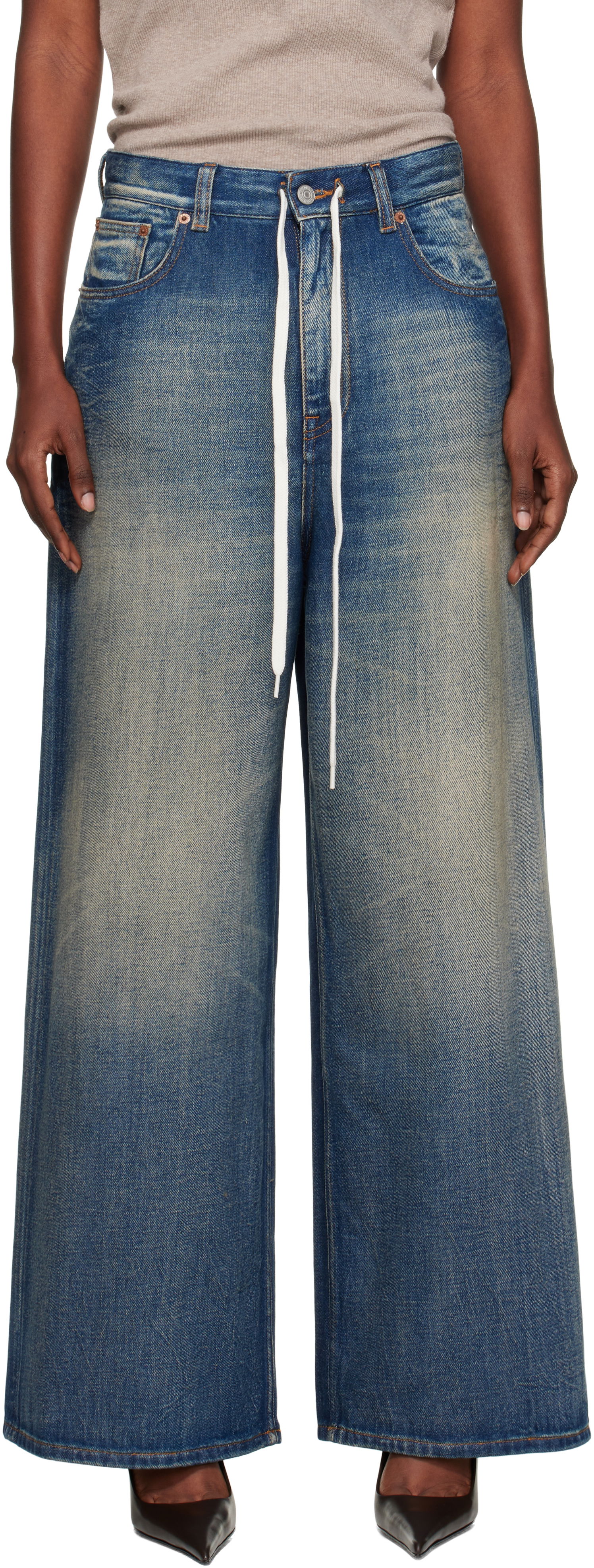 Дънки Maison Margiela MM6 Maison Margiela Wide-Leg Jeans Синьо | S52LA0262 M30017, 0