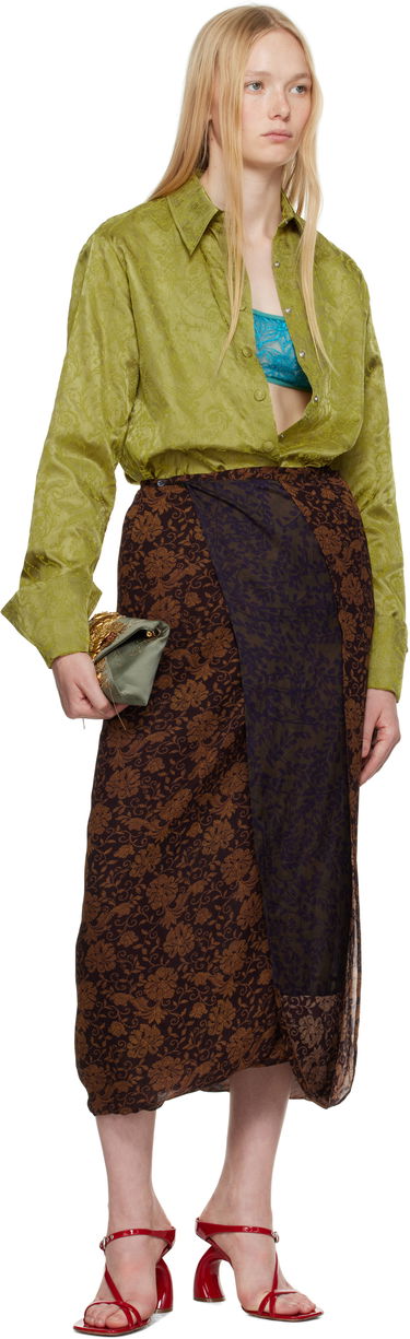 Риза Dries Van Noten Dries Van Noten Baroque Motif Button-Down Shirt Зелено | 251-010712-1529, 3