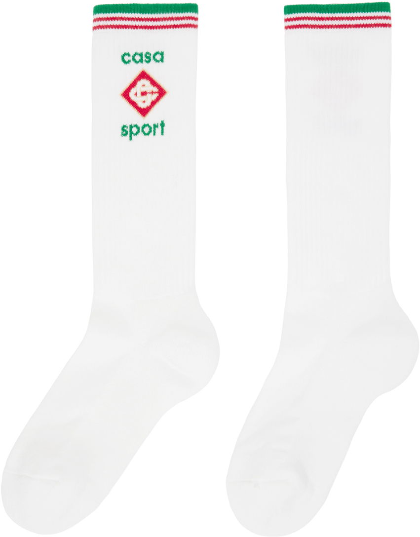 Чорапи Casablanca Casa Sport Logo Socks Бяло | APS24-ACC-077-01, 1