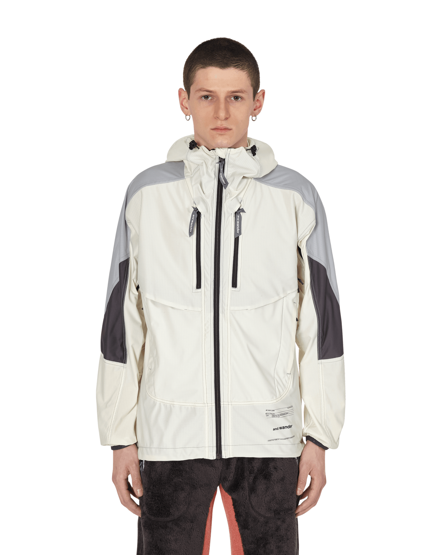 Яке and wander x Slam Jam Raschel Rip Shell Hooded Jacket Бяло | AWW-FT137 13, 0