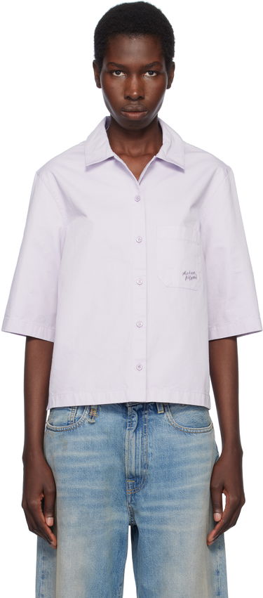 Риза MAISON KITSUNÉ Maison Kitsuné Cropped Boxy Shirt Лилаво | OW00427WW9031, 0