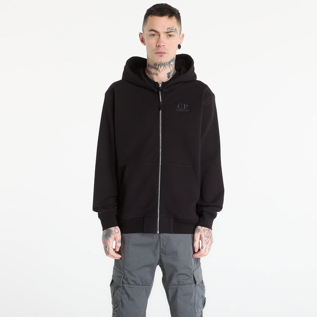 Diagonal Raised Fleece Zip Hooded Sweatshirt