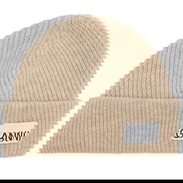 Шапка GANNI Light Structured Rib Knit Beanie Бежово | A5369-196, 0