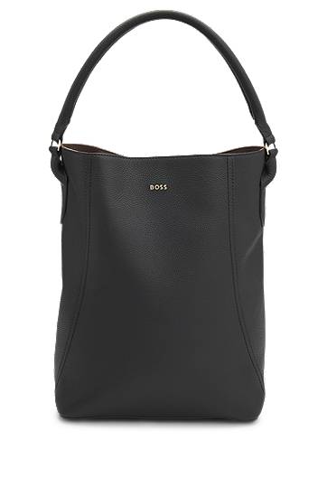 Голяма пазарска чанта BOSS BOSS Grained Leather Bucket Bag Черно | 50547744, 0