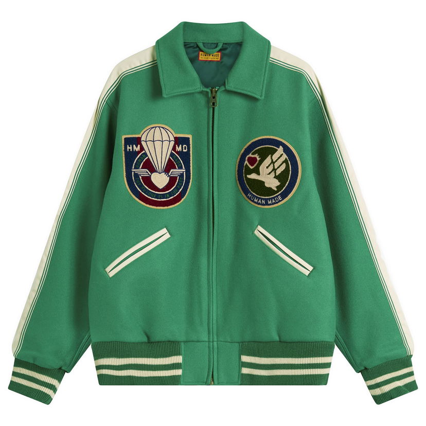 Яке бомбър Human Made Patched Striped Military Jacket Зелено | HM30JK018-GRN